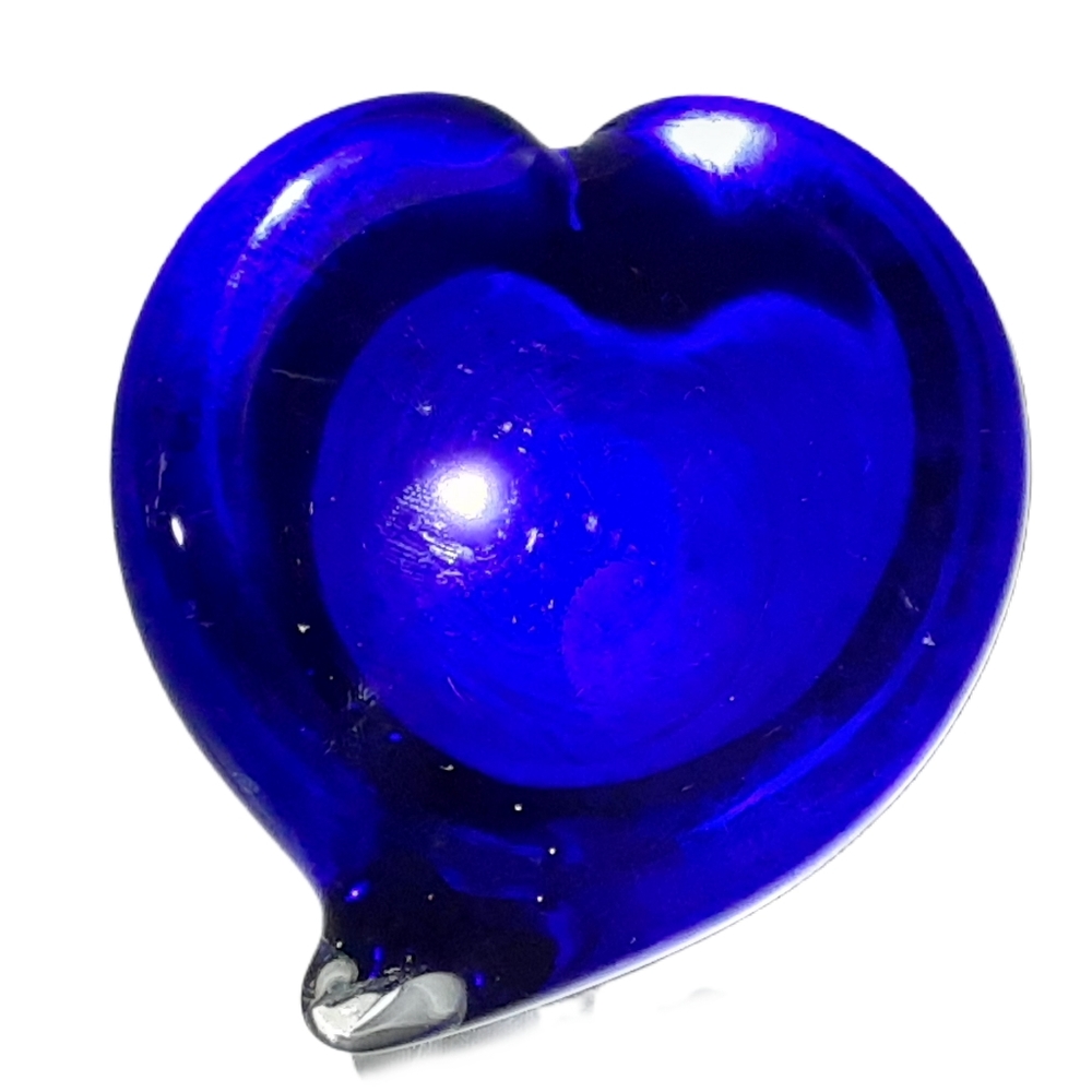 Murano Style Cobalt Blue Hand Blown Heart Paperweight